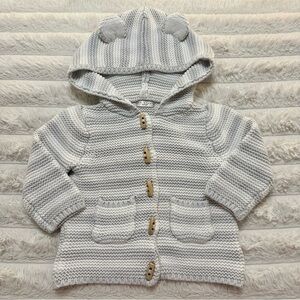 Max Studio Baby Knit Hooded Cardigan with Bear Ears & Wooden Buttons